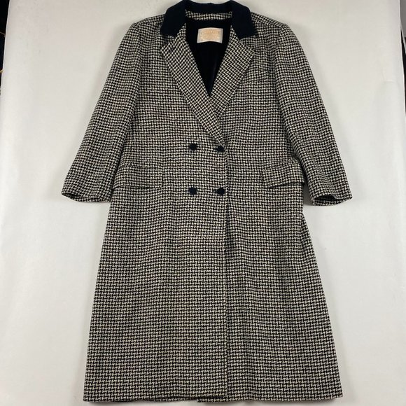 Vintage Pendleton Houndstooth Tweed Wool Overcoat Top Coat Women's Size 14 - Picture 1 of 15